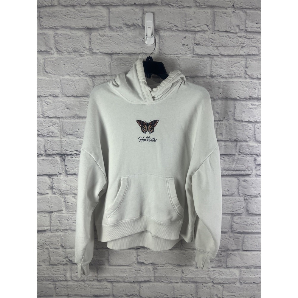 Hollister Y2K Casual Cozy  Embroidered Butterfly Long Sleeve  Hoodie Size Large
